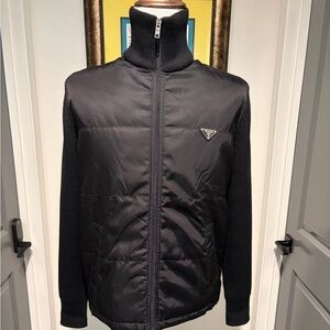 Authentic Prada Mens Black Puffer Sweater Jacket - NWT